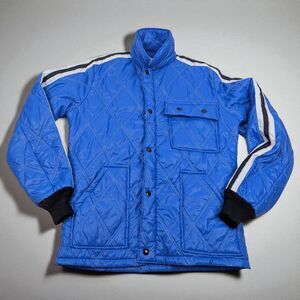 Vintage 70s 80s Topp Master Puffer Racing Jacket Size Small Blue